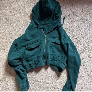pacsun green cropped hoodie